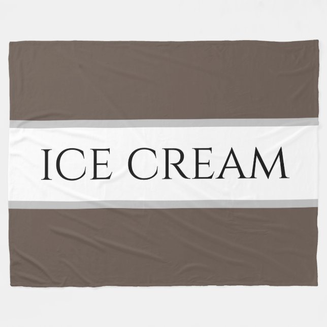 ICE CREAM Chocolate Brown Vanilla White Stripes Fleece Blanket (Front (Horizontal))