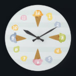 Ice cream clock for kids<br><div class="desc">This whimsical and fun clock features yummy ice cream cones and colourful smudges. Ideal for your kids to learn the time and brighten up their childens room.</div>
