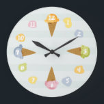 Ice cream clock for kids<br><div class="desc">This whimsical and fun clock features yummy ice cream cones and colourful smudges. Ideal for your kids to learn the time and brighten up their childens room.</div>