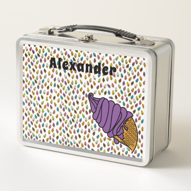 Ice Cream Colourful-Grape Custom Text Metal Lunch Box (Front)