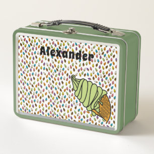 Ice Cream Colourful-Pistachio Custom Text Metal Lunch Box