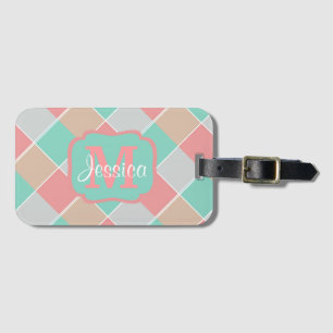 Ice-Cream Colours Checked Personalised Luggage Tag
