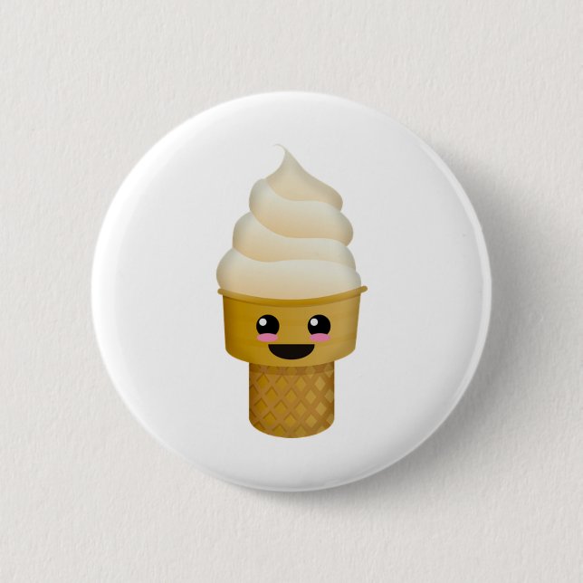 Ice cream cone ! 6 cm round badge (Front)