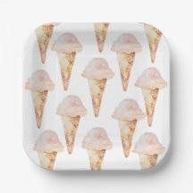 Ice Cream Cone 7" Square Paper Plate