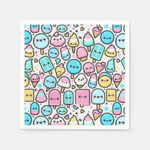 Ice Cream Cone and Popsicle Doodles Napkin