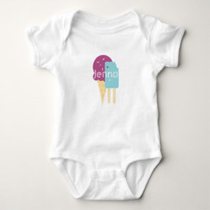 Ice-cream Cone Baby Personalised Custom Name Bodysuit