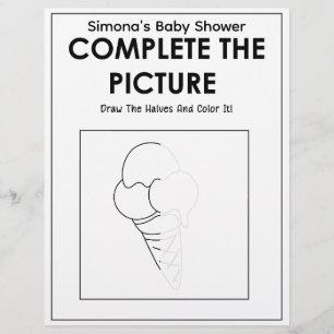 Ice Cream Cone Baby Shower Colouring  Activity