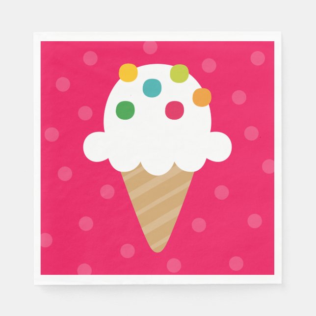 Ice Cream Cone Birthday Party Napkin (Front)