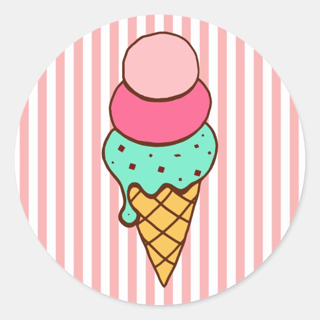 Ice Cream Cone Birthday Party Stickers (Front)