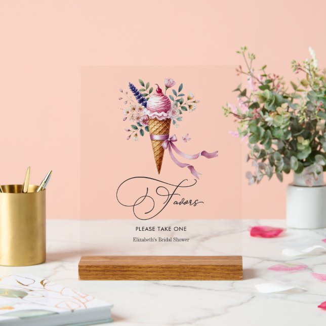 Ice Cream Cone Bridal Shower Acrylic Sign (Wedding)