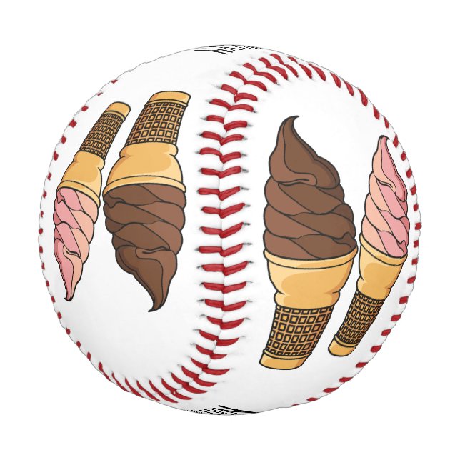 Ice cream cone cartoon illustration  baseball (Angled)