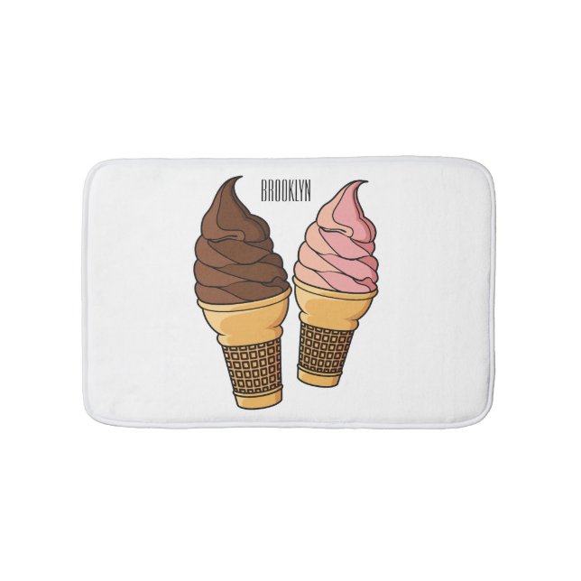 Ice cream cone cartoon illustration  bath mat (Front)