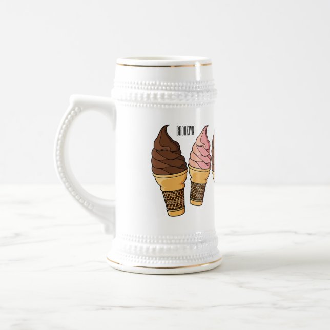 Ice cream cone cartoon illustration  beer stein (Left)