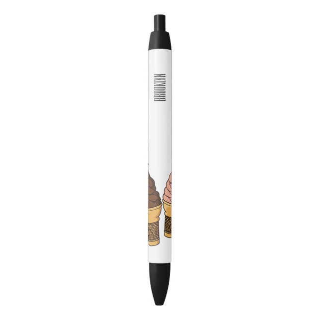 Ice cream cone cartoon illustration  black ink pen (Front Vertical)