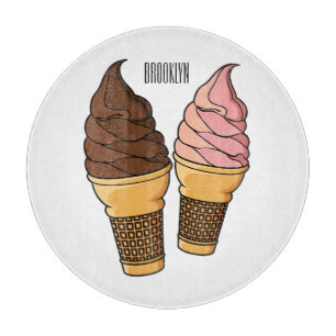 Ice cream cone cartoon illustration cutting board
