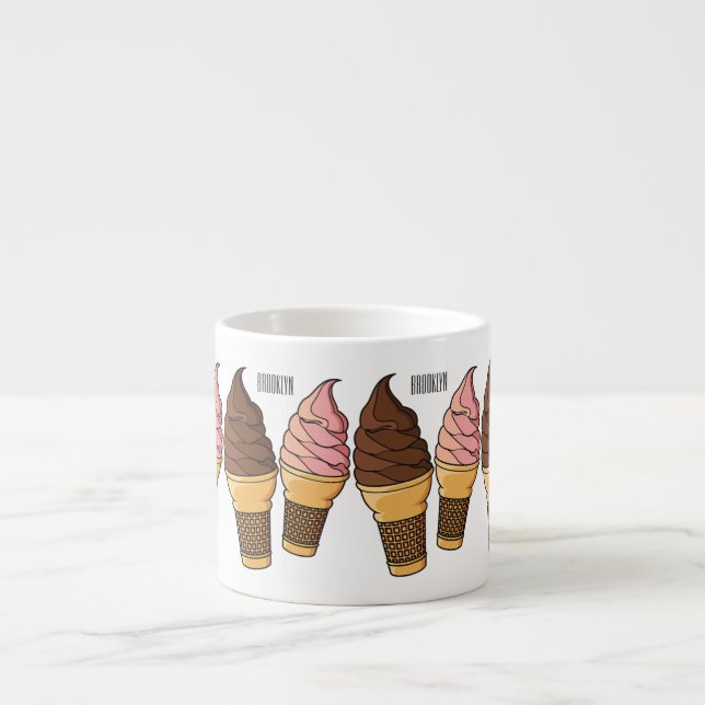 Ice cream cone cartoon illustration  espresso cup (Front)