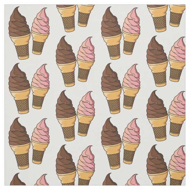 Ice cream cone cartoon illustration fabric (Swatch)