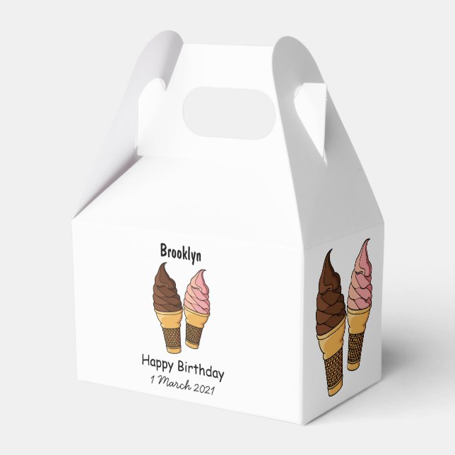 Ice cream cone cartoon illustration favour box (Front Side)