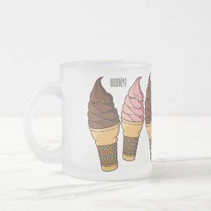 Ice cream cone cartoon illustration frosted glass coffee mug