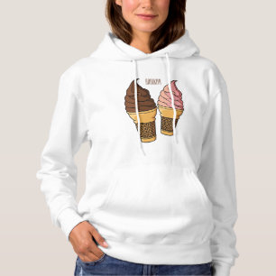 Ice cream cone cartoon illustration hoodie