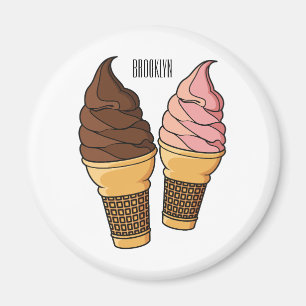 Ice cream cone cartoon illustration  magnet