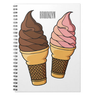 Ice cream cone cartoon illustration  notebook