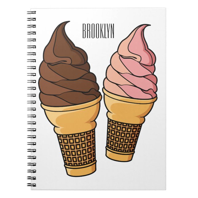 Ice cream cone cartoon illustration  notebook (Front)
