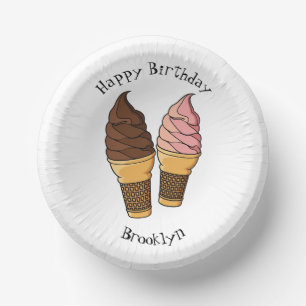 Ice cream cone cartoon illustration paper plate