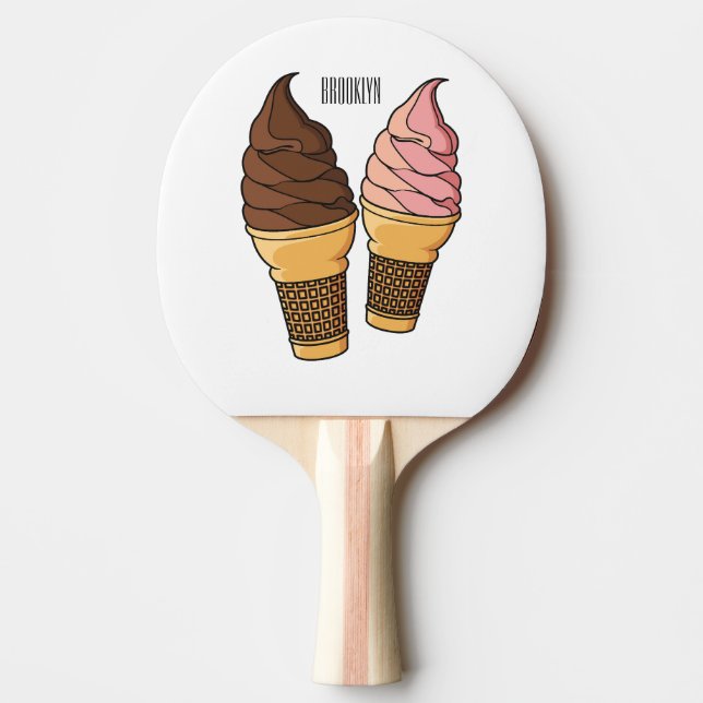 Ice cream cone cartoon illustration  ping pong paddle (Front)
