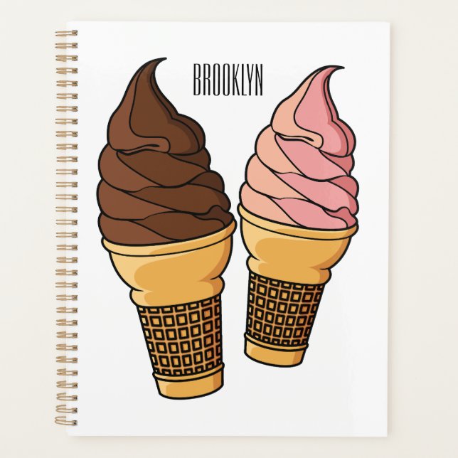 Ice cream cone cartoon illustration  planner (Front)