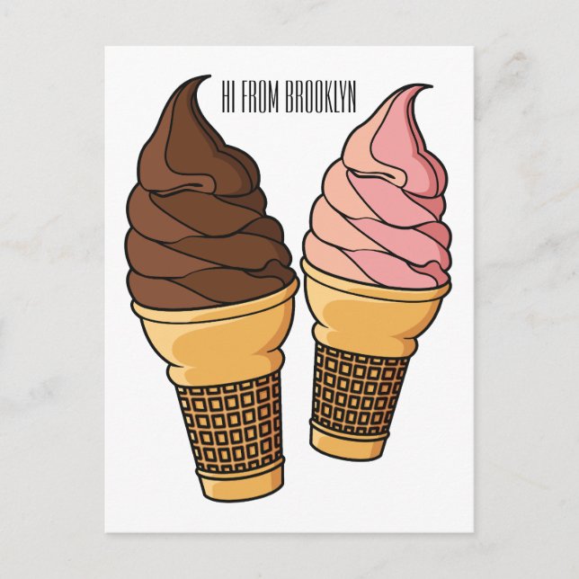 Ice cream cone cartoon illustration  postcard (Front)