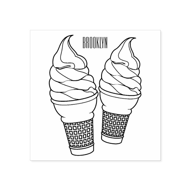 Ice cream cone cartoon illustration rubber stamp (Imprint)