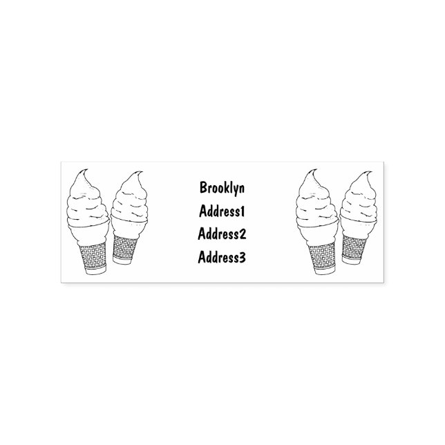 Ice cream cone cartoon illustration rubber stamp (Imprint)