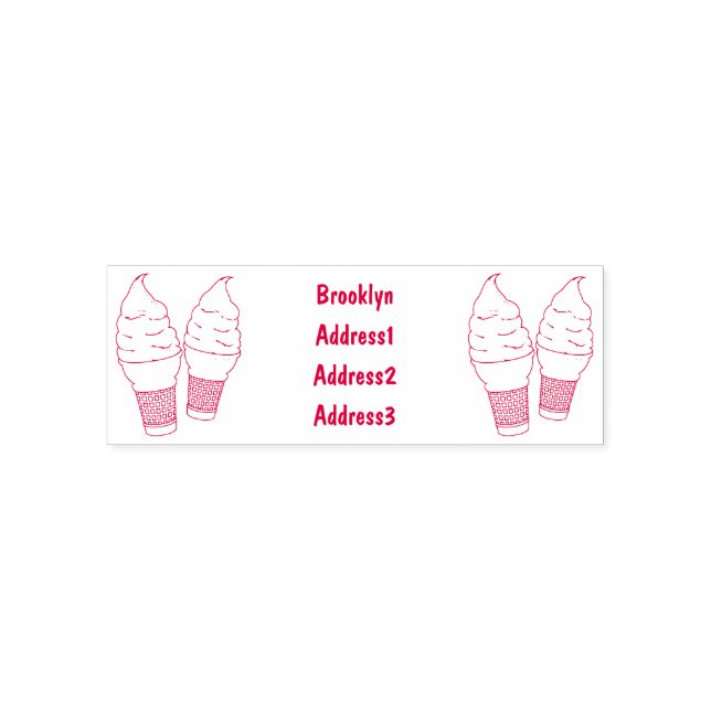 Ice cream cone cartoon illustration self-inking stamp (Design)