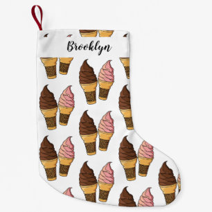 Ice cream cone cartoon illustration small christmas stocking