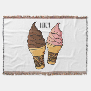 Ice cream cone cartoon illustration  throw blanket