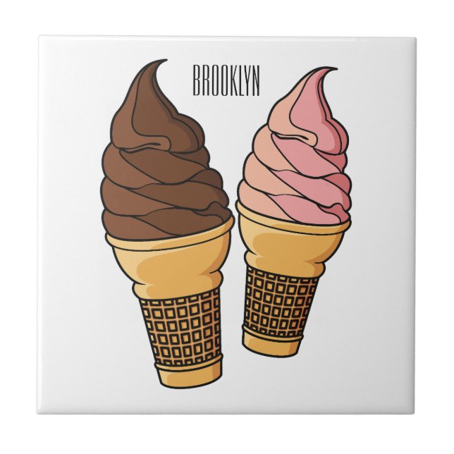 Ice cream cone cartoon illustration  tile (Front)