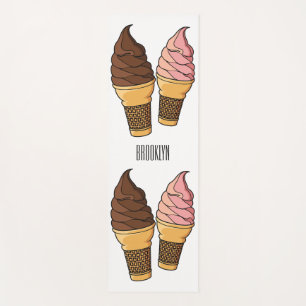 Ice cream cone cartoon illustration  yoga mat