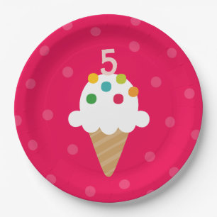 Ice Cream Cone Child's Age Birthday Party Paper Plate
