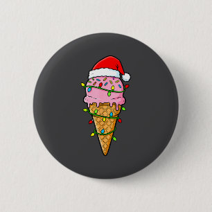 Ice Cream Cone Christmas Lights Santa Hat Food Xma 6 Cm Round Badge