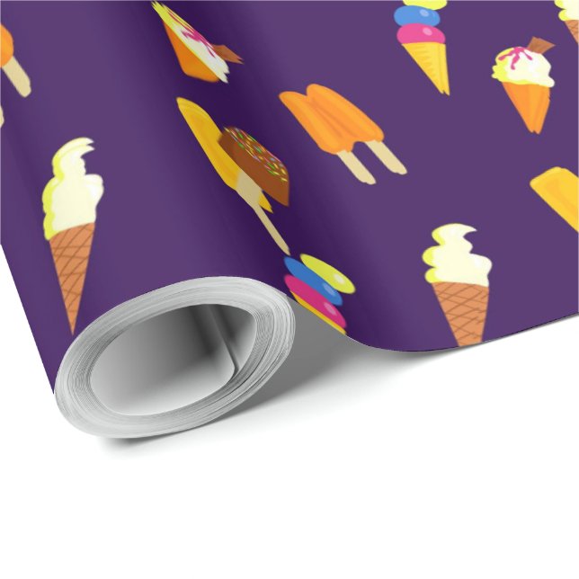 Ice Cream Cone Cornet Pattern Summer Food Funny Wrapping Paper (Roll Corner)