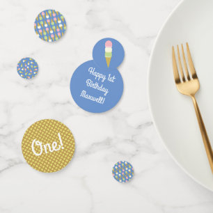 Ice Cream Cone Cute 1st Birthday Party Confetti