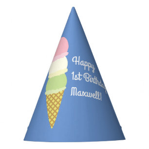 Ice Cream Cone Cute 1st Birthday Party Hats
