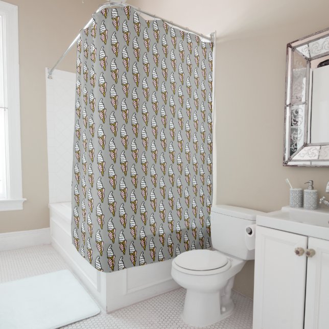 Ice Cream Cone Design Shower Curtain (In Situ)