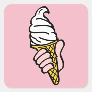 Ice Cream Cone Design Square Sticker