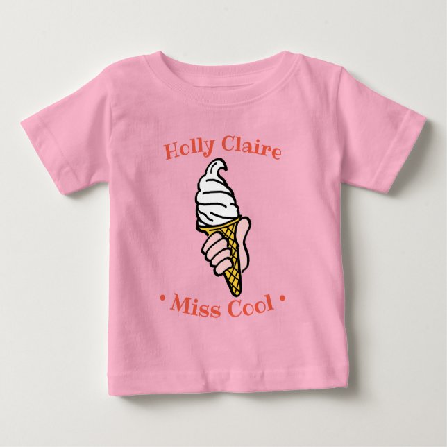 Ice Cream Cone Design to Personalise Baby T-Shirt (Front)
