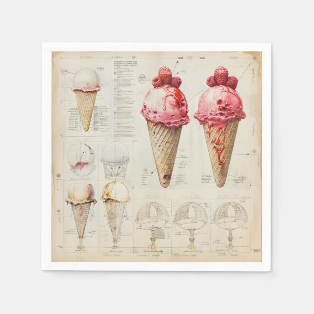 Ice Cream Cone Diagram Napkin (Front)