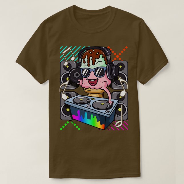 Ice Cream Cone DJ Dance Music Electronic Hip Hop T-Shirt (Design Front)