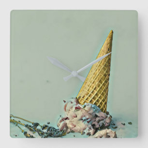 Ice cream cone for ice cream lover square wall clock