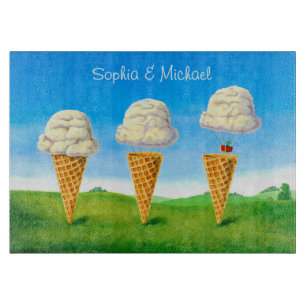 Ice Cream Cone - Hot Air Balloon Whimsical Art Cutting Board